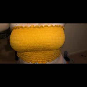 Yellow scrunched crop top